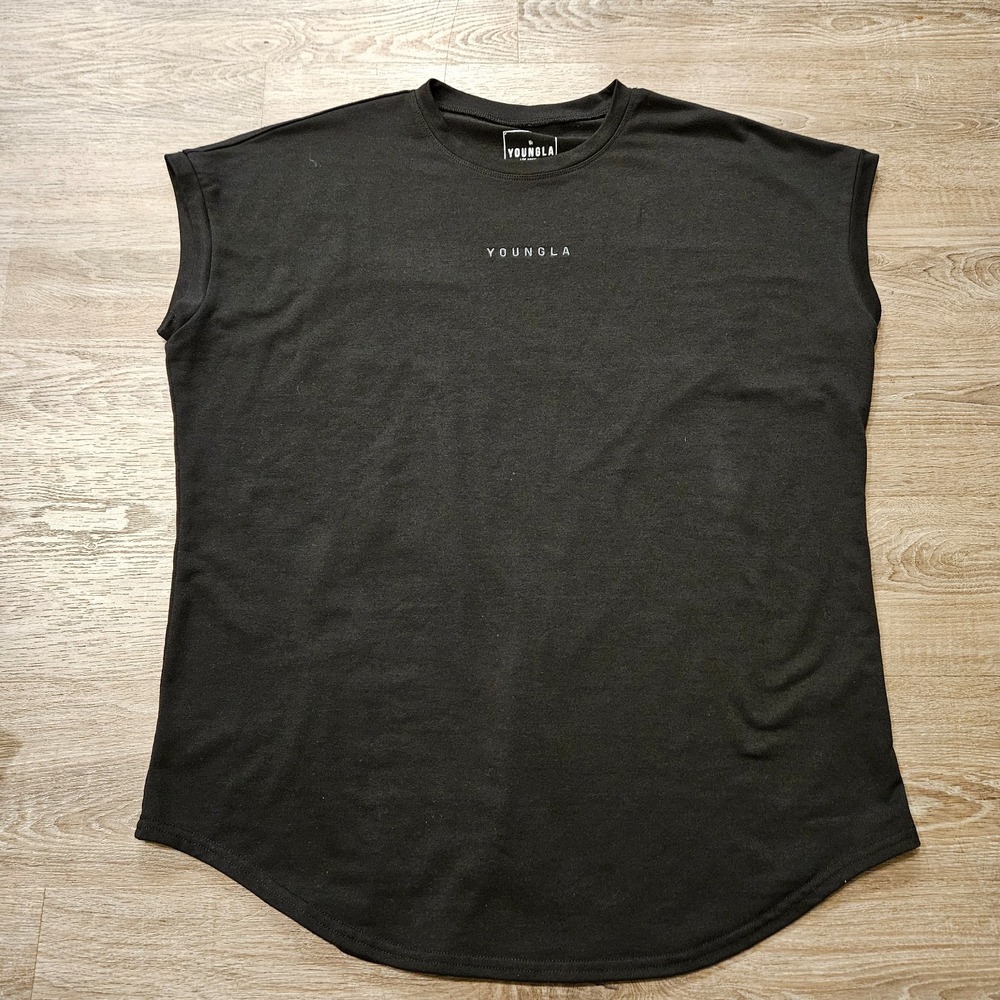 YoungLA 446 Rambo Tee Mens Large Black Sleeveless Muscle Gym Workout Shirt